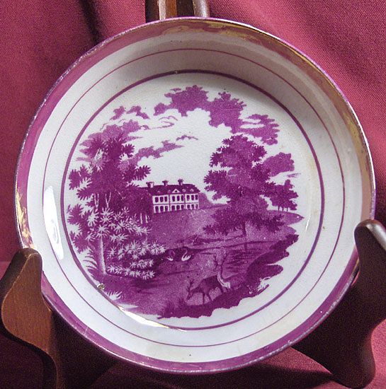 Early 19th Century Pink Luster Shallow Bowl or Saucer Early 19th Century Pink Luster Shallow Bowl or Saucer