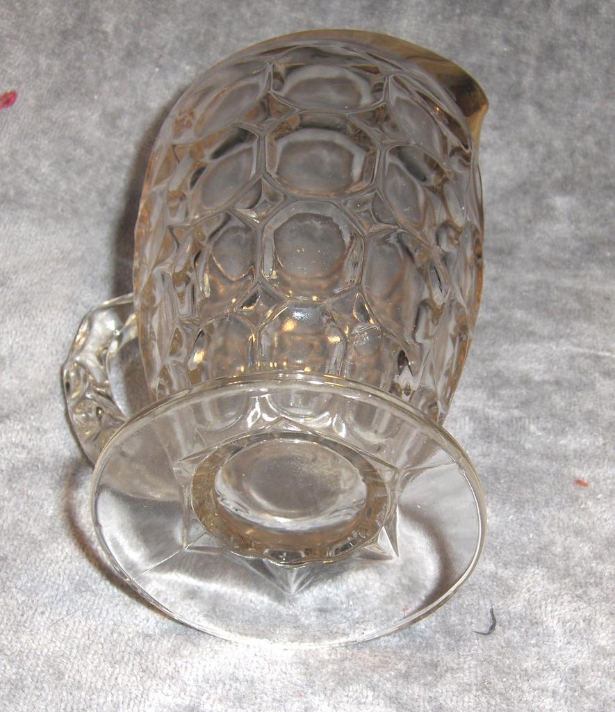 Jeannette Thumbprint Pattern Glass Pitcher and Glasses with Tray Jeannette Thumbprint Pattern Glass Pitcher and Glasses with Tray