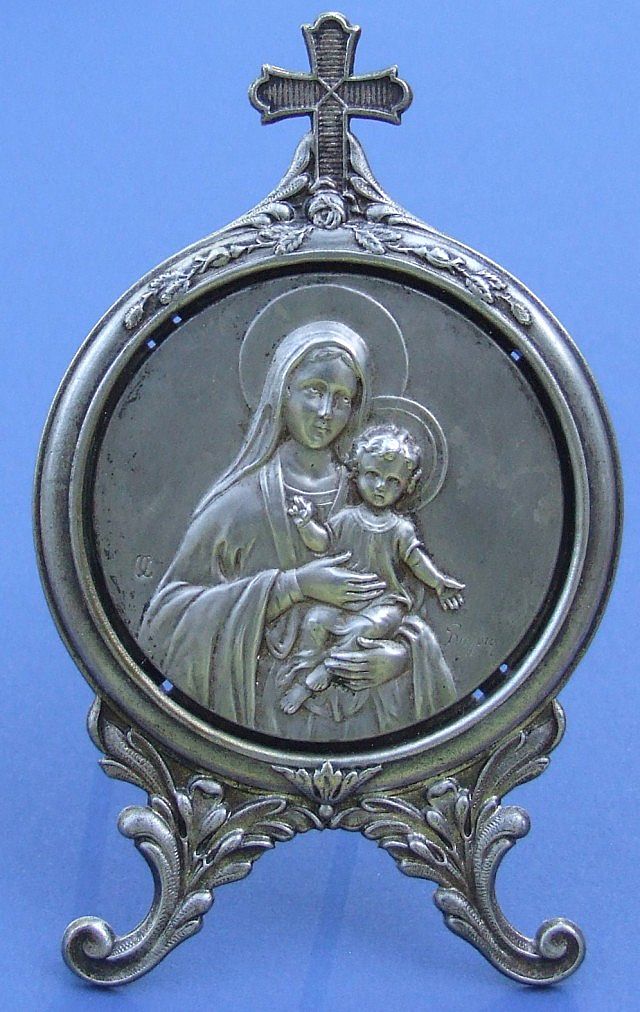 Vintage French silver plated Virgin Mary icon Vintage French silver plated Virgin Mary icon