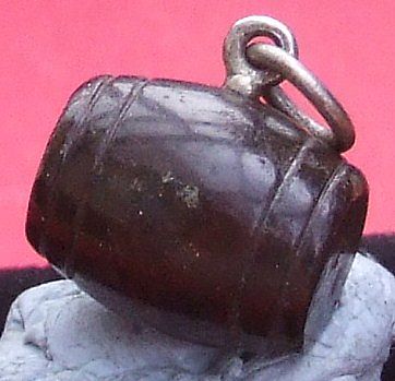 Antique Victorian sterling silver and agate barrel fob charm Antique Victorian sterling silver and agate barrel fob charm