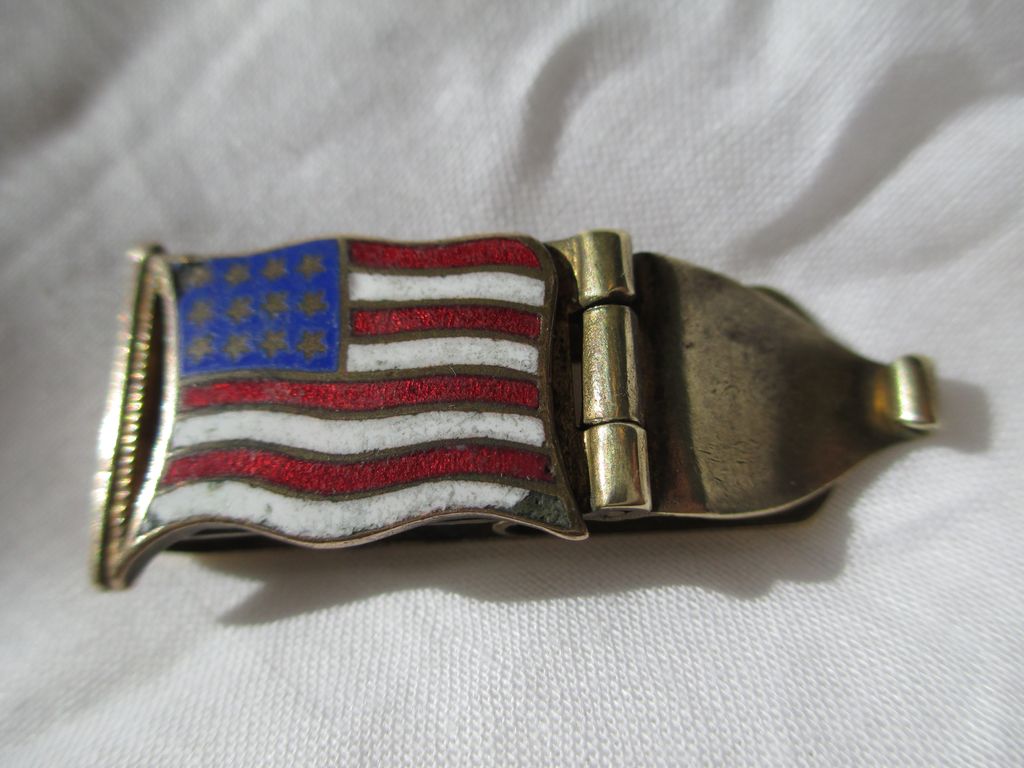 American Flag Clip - Enamel on Brass - Vintage American Flag Clip - Enamel on Brass - Vintage