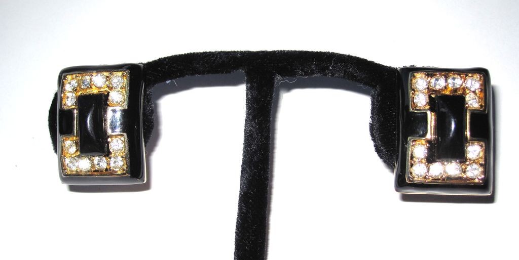 Kenneth Lane Clip Earrings Black Enamel Kenneth Lane Clip Earrings Black Enamel