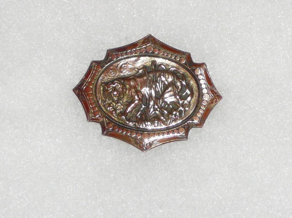 Victorian Repousse Big Cat In the Grass Pin Victorian Repousse Big Cat In the Grass Pin
