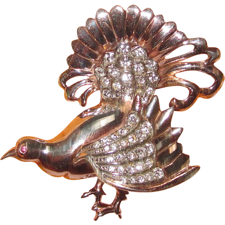 Vintage Bird Brooch Sterling with Gold Wash Vintage Bird Brooch Sterling with Gold Wash