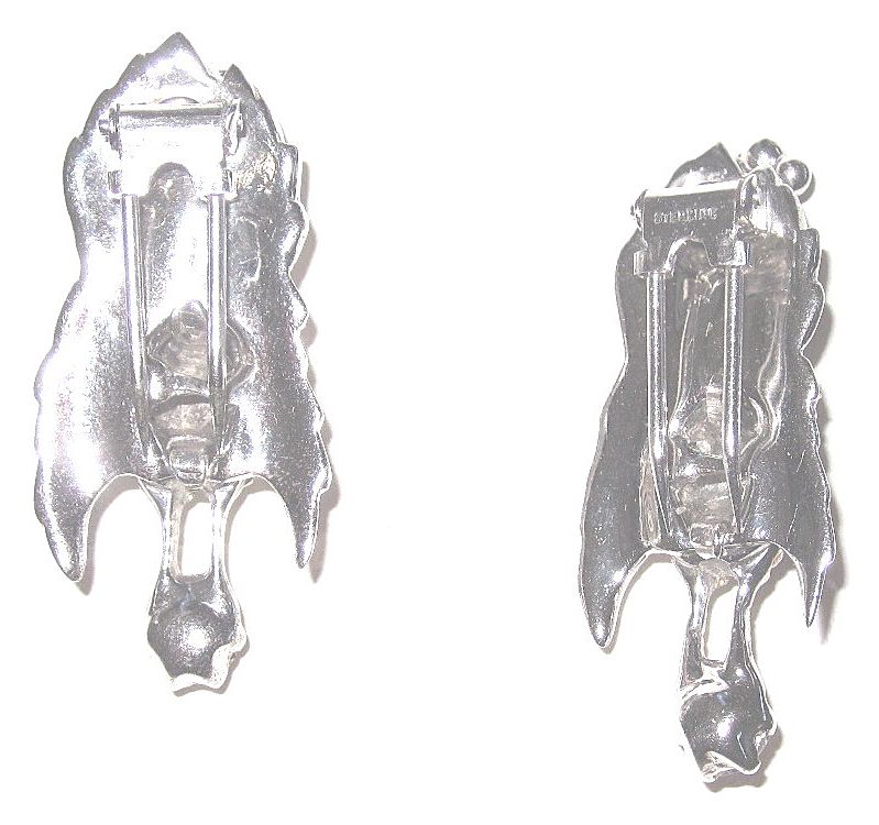 Pair Vintage Sterling Peacock Bird Fur or Dress Clips Pair Vintage Sterling Peacock Bird Fur or Dress Clips