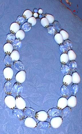 Austrian Necklace Blue and White Glass Beads Austrian Necklace Blue and White Glass Beads