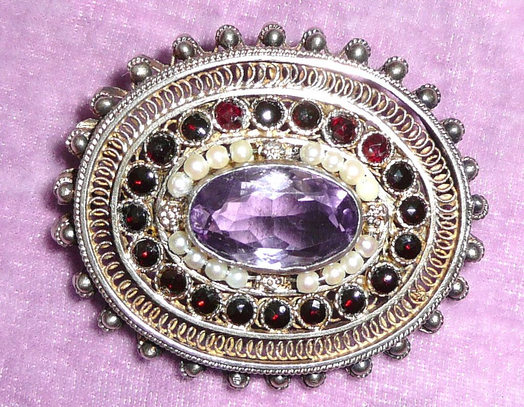 Antique Brooch Pendant Twisted Gilt Silver Wire Work Antique Brooch Pendant Twisted Gilt Silver Wire Work