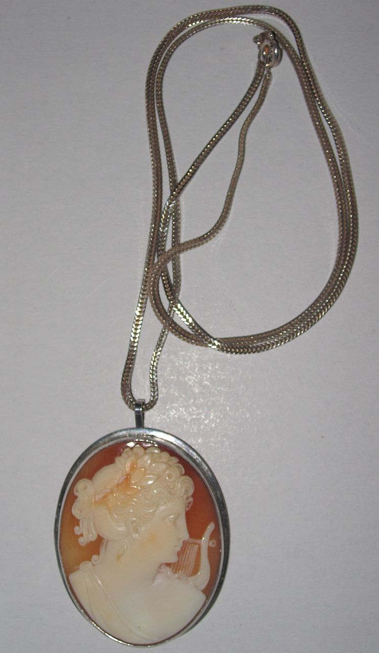 Cameo Pendant of the Muse Euterpe Carved Shell Cameo Cameo Pendant of the Muse Euterpe Carved Shell Cameo