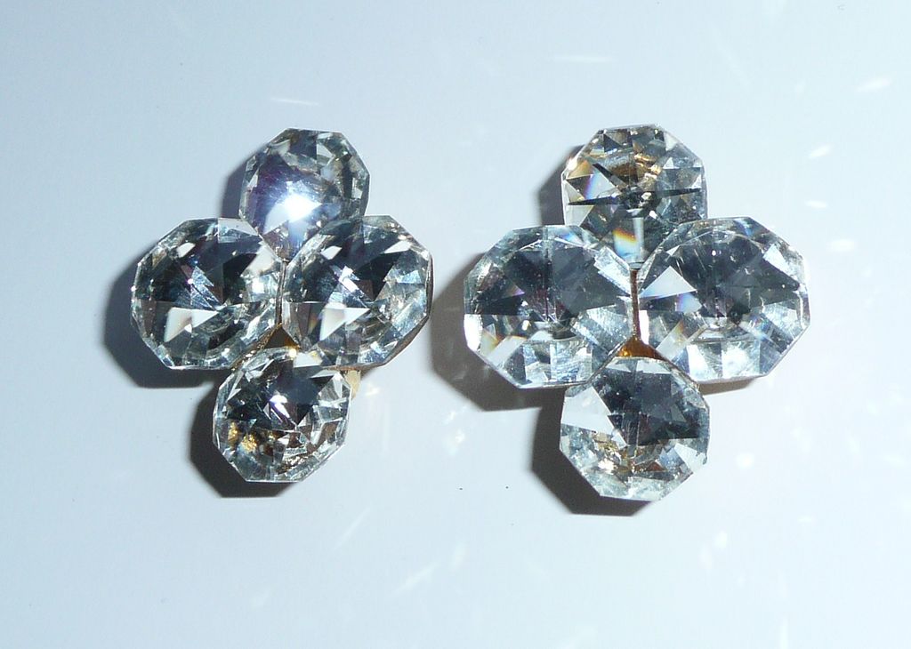 Vintage Crystal Clip Earrings Large Vintage Crystal Clip Earrings Large