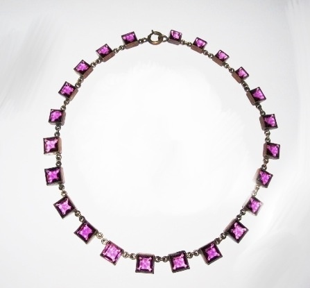 Czechoslovakia Crystal Choker Open Back Purple Squares Czechoslovakia Crystal Choker Open Back Purple Squares