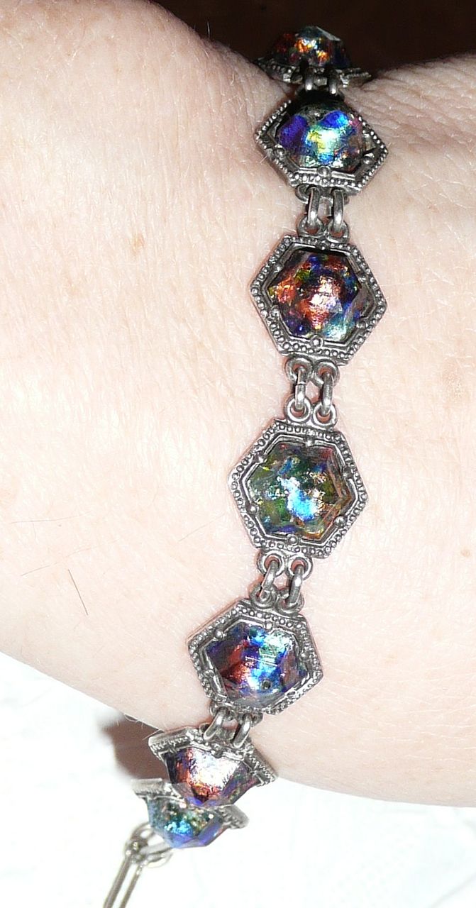 Incredible Sterling Art Glass Bracelet Incredible Sterling Art Glass Bracelet