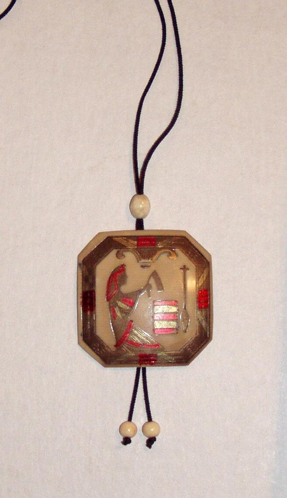 Art Deco Egyptian Motif Celluloid Pendant Art Deco Egyptian Motif Celluloid Pendant