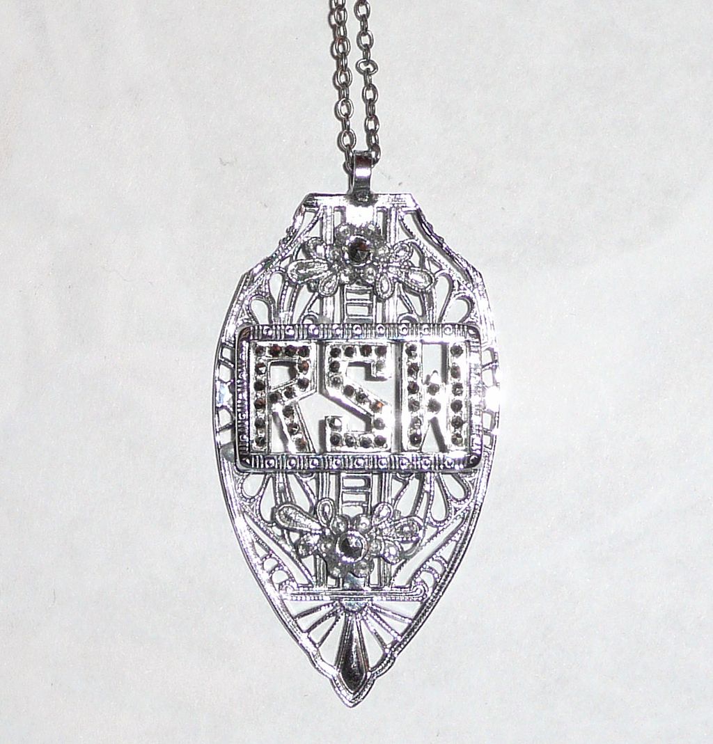 Filigree Marcasite Vintage Pendant Initials MRS SRM RSM SMR Filigree Marcasite Vintage Pendant Initials MRS SRM RSM SMR