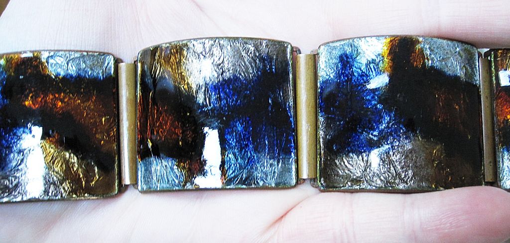Glossy Foiled German Wide Enamel Bracelet Glossy Foiled German Wide Enamel Bracelet