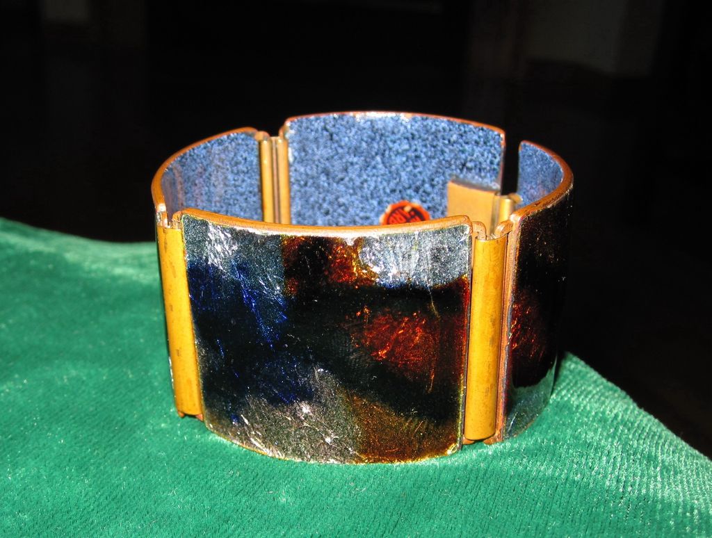 Glossy Foiled German Wide Enamel Bracelet Glossy Foiled German Wide Enamel Bracelet