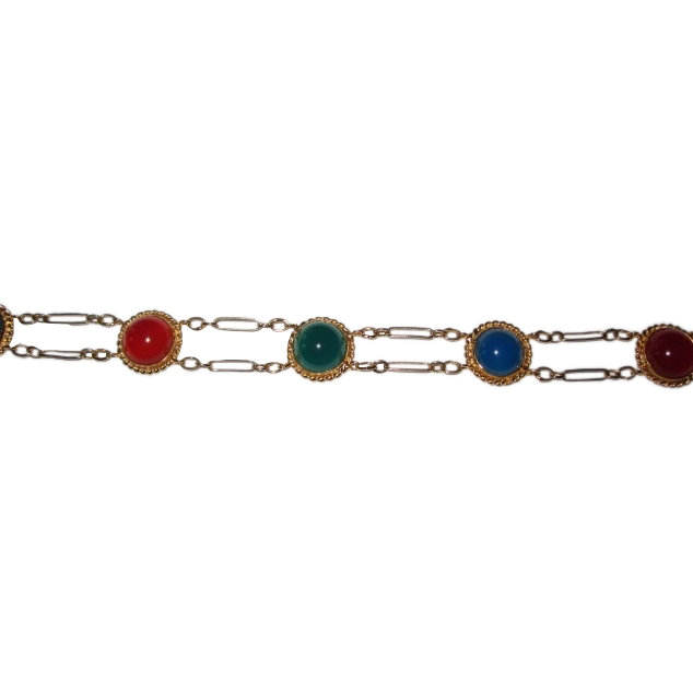 Gold Filled Bracelet Chalcedony, Carnelian and Green Onyx Gold Filled Bracelet Chalcedony, Carnelian and Green Onyx