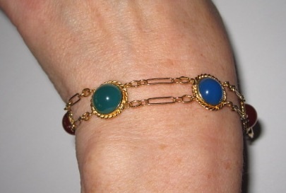 Gold Filled Bracelet Chalcedony, Carnelian and Green Onyx Gold Filled Bracelet Chalcedony, Carnelian and Green Onyx