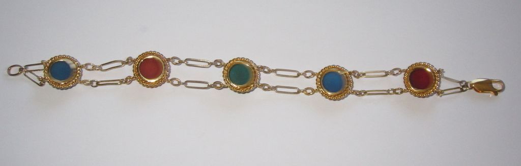Gold Filled Bracelet Chalcedony, Carnelian and Green Onyx Gold Filled Bracelet Chalcedony, Carnelian and Green Onyx