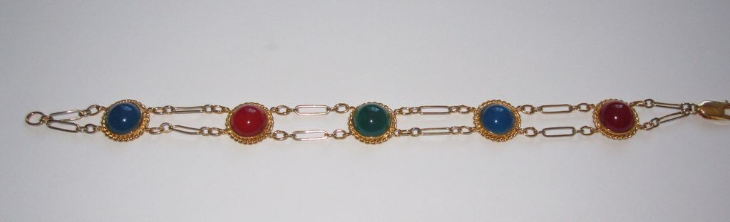 Gold Filled Bracelet Chalcedony, Carnelian and Green Onyx Gold Filled Bracelet Chalcedony, Carnelian and Green Onyx