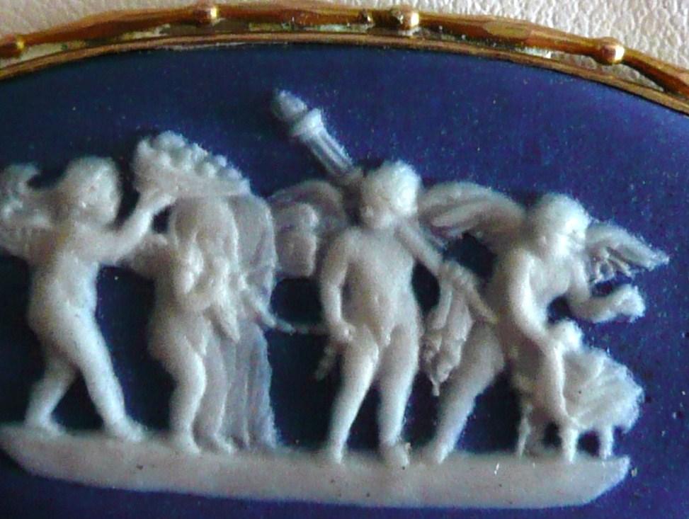 Victorian 10 Karat Gold Wedgwood Pendant Necklace Blue Victorian 10 Karat Gold Wedgwood Pendant Necklace Blue