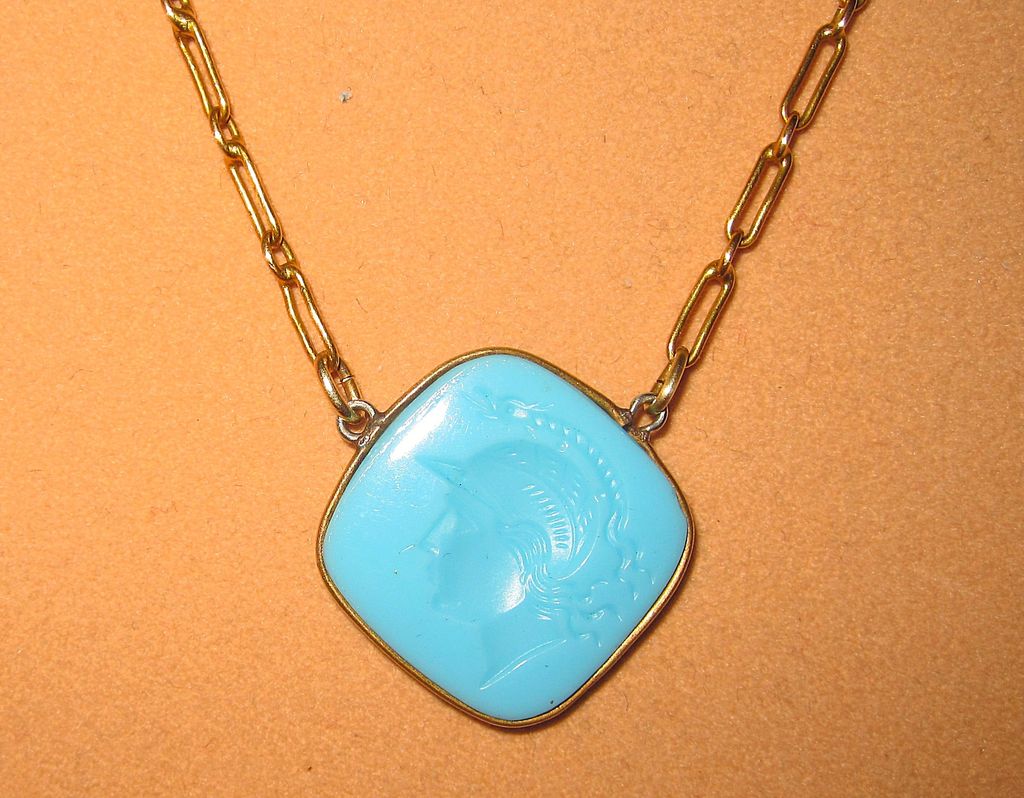Vintage Glass Intaglio Necklace Vintage Glass Intaglio Necklace