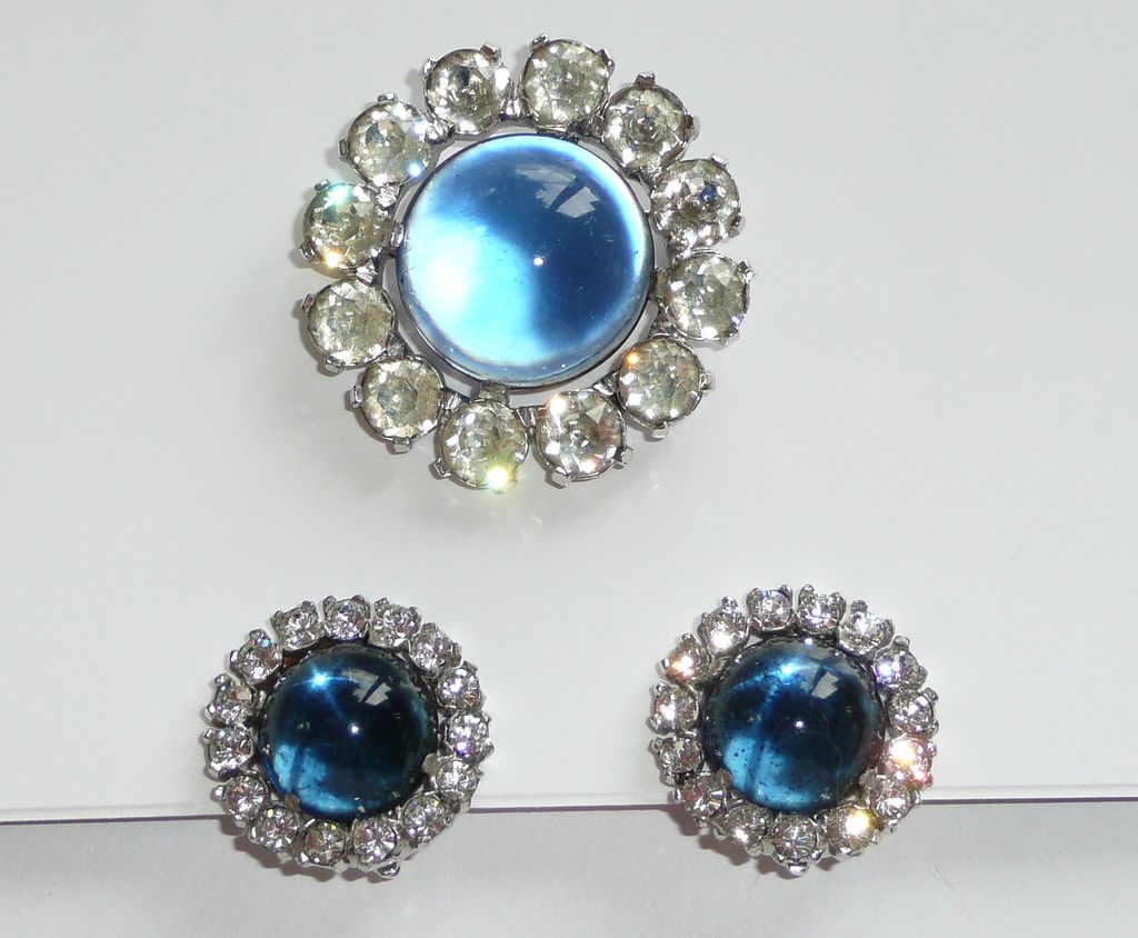 Vintage Signed Jomaz Brooch and Earrings Vintage Signed Jomaz Brooch and Earrings