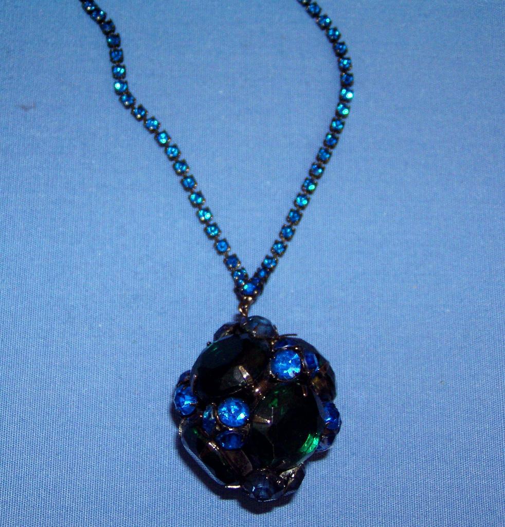 Large Teal Blue and Green Ball Necklace Large Teal Blue and Green Ball Necklace