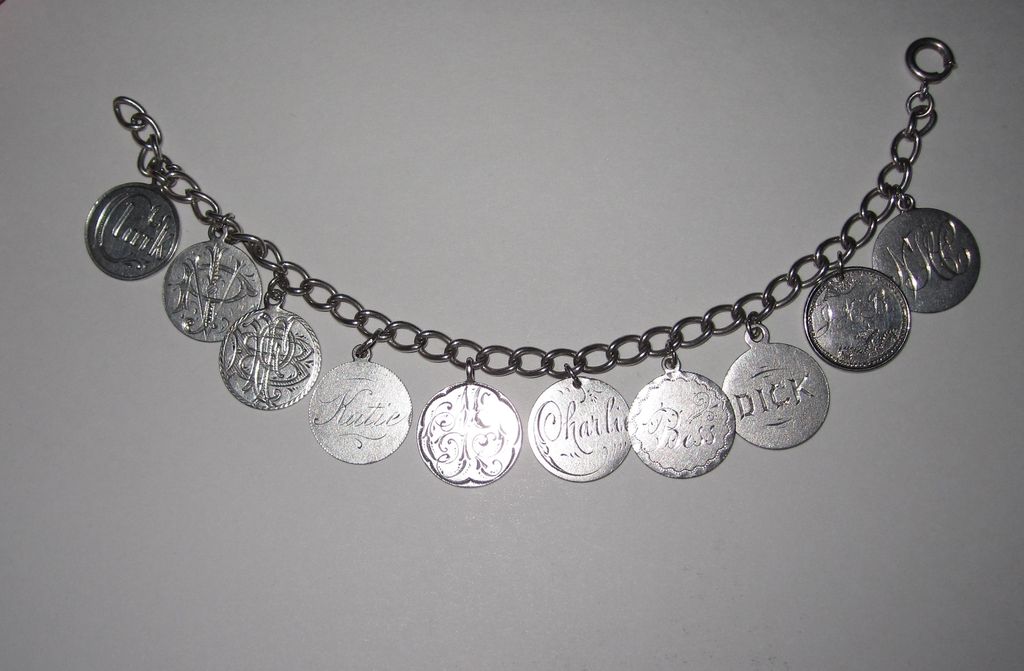 Outstanding Victorian Love Token Bracelet Ten Tokens Outstanding Victorian Love Token Bracelet Ten Tokens