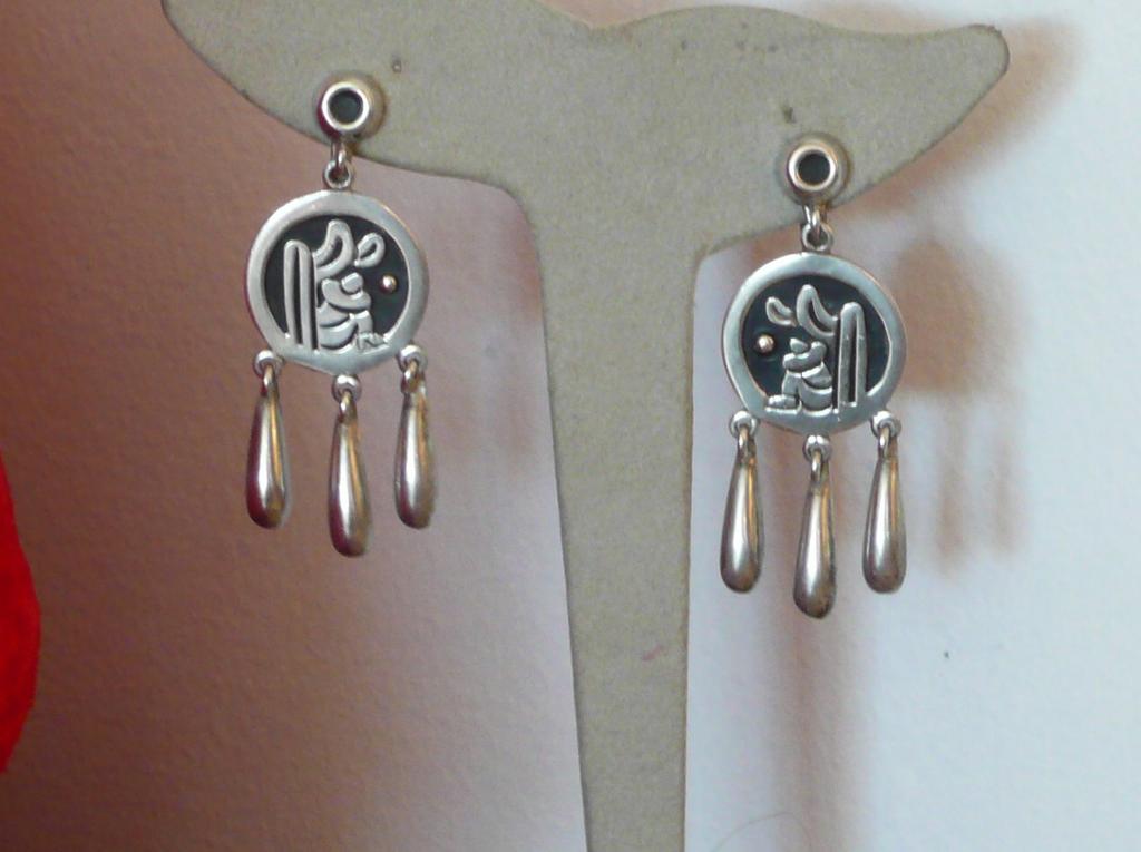 Vintage Mexican Silver Earrings Man and Cactus Vintage Mexican Silver Earrings Man and Cactus