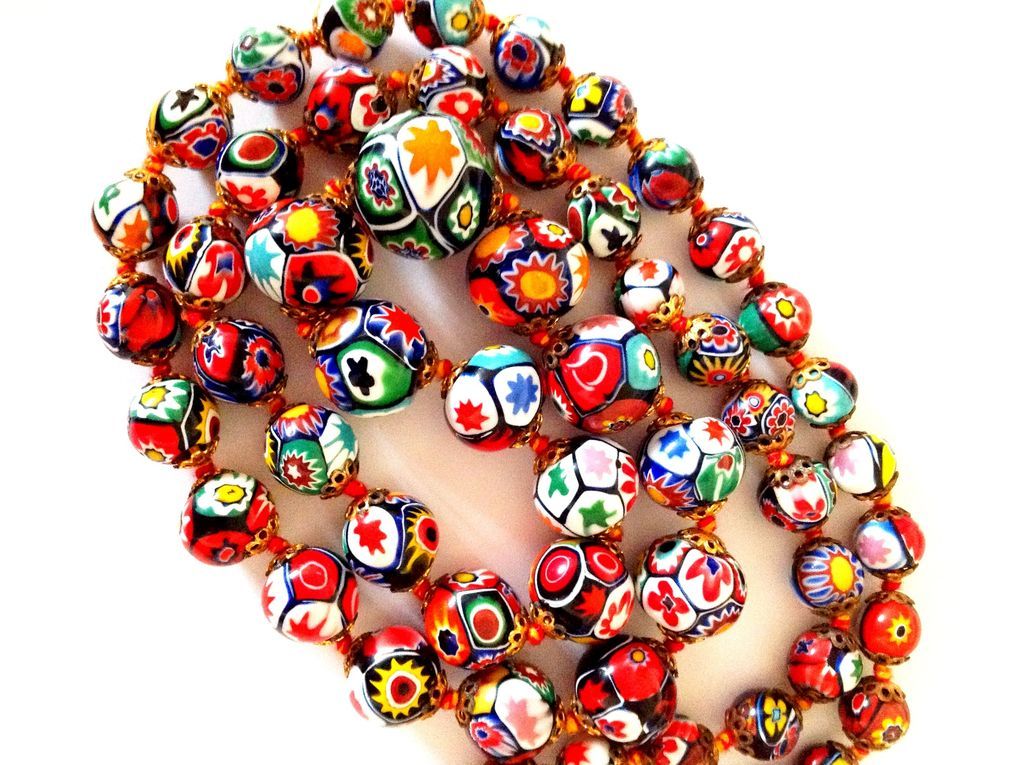 Vintage Millefiore Necklace and Earrings Vintage Millefiore Necklace and Earrings