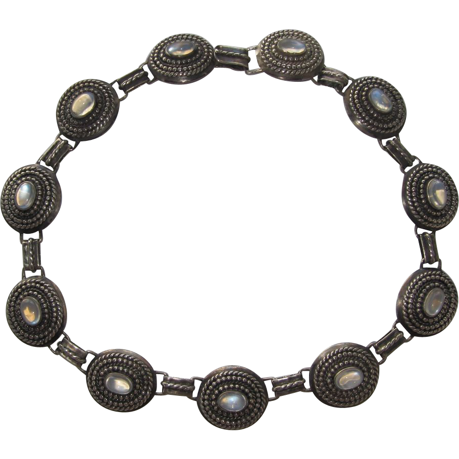 Vintage Moonstone Necklace and Brooch Sterling Vintage Moonstone Necklace and Brooch Sterling