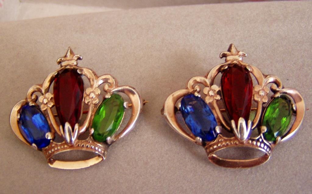 Pair Vintage Sterling Crown Pins Brooches Pair Vintage Sterling Crown Pins Brooches