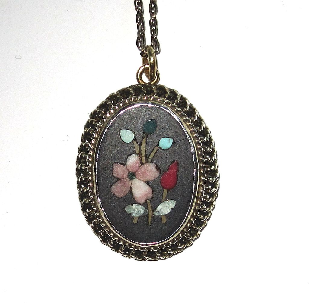Vintage Pietra Dura Pendant Vintage Pietra Dura Pendant