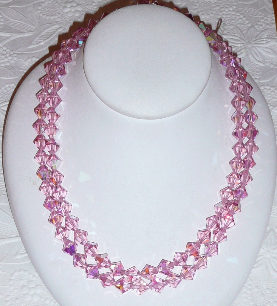 Best Vintage Pink Crystal Beads Necklace Best Vintage Pink Crystal Beads Necklace
