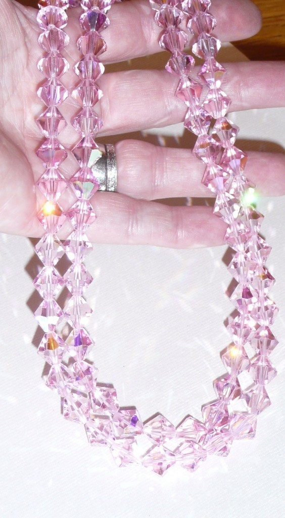 Best Vintage Pink Crystal Beads Necklace Best Vintage Pink Crystal Beads Necklace