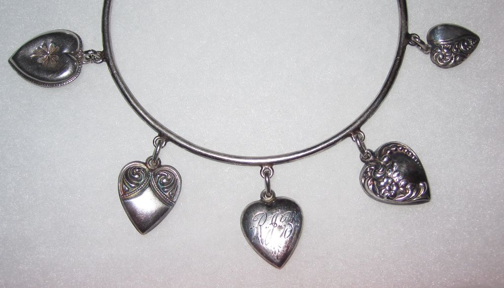 Genuine Victorian Sterling Puffy Hearts Bracelet 9 Hearts Genuine Victorian Sterling Puffy Hearts Bracelet 9 Hearts