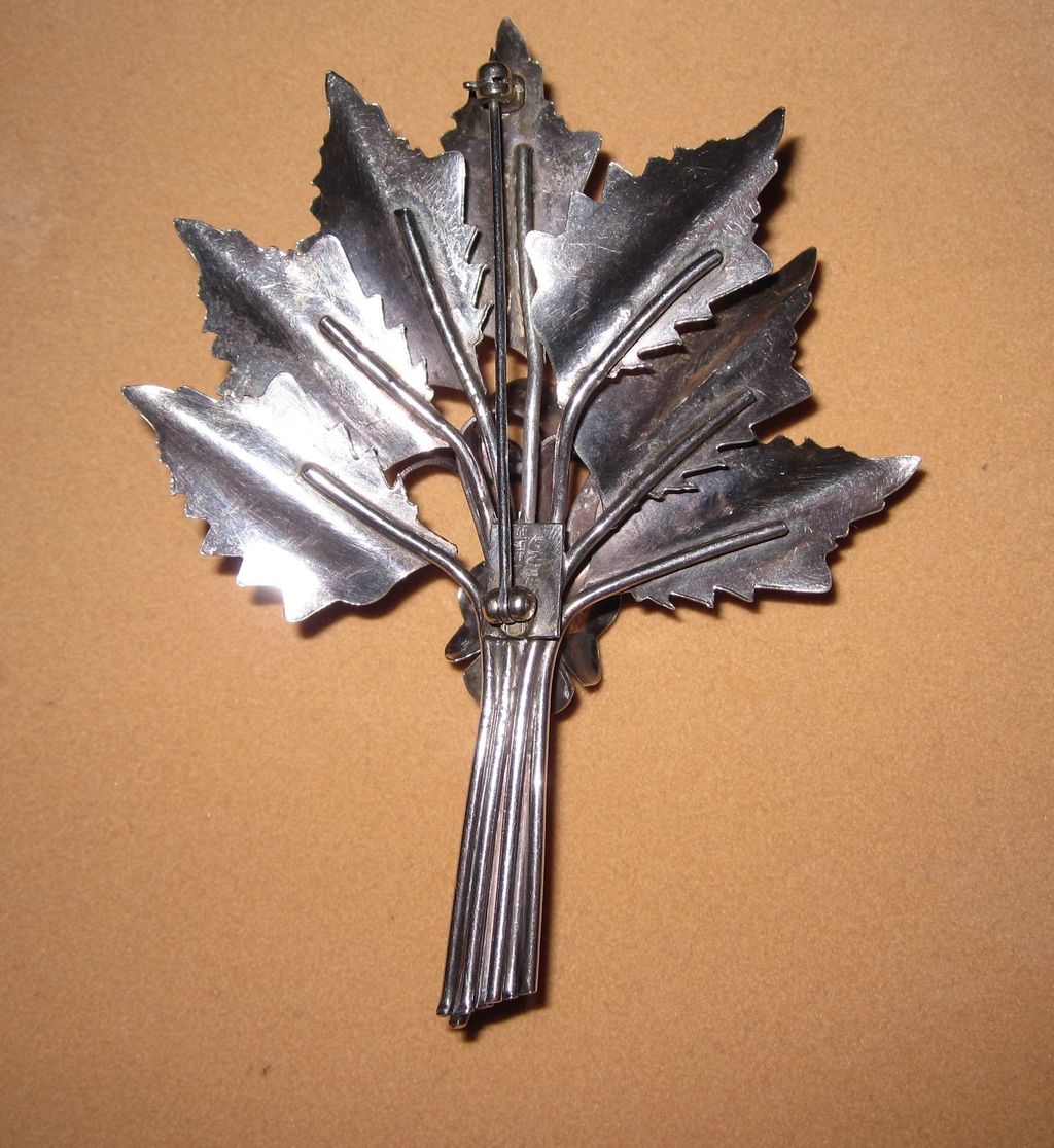 Vintage Sterling Raffaele Large Brooch Leaves Vintage Sterling Raffaele Large Brooch Leaves