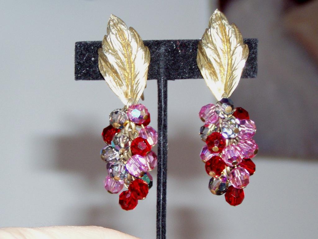 Large Sandor Leaf and Beads Earrings Large Sandor Leaf and Beads Earrings