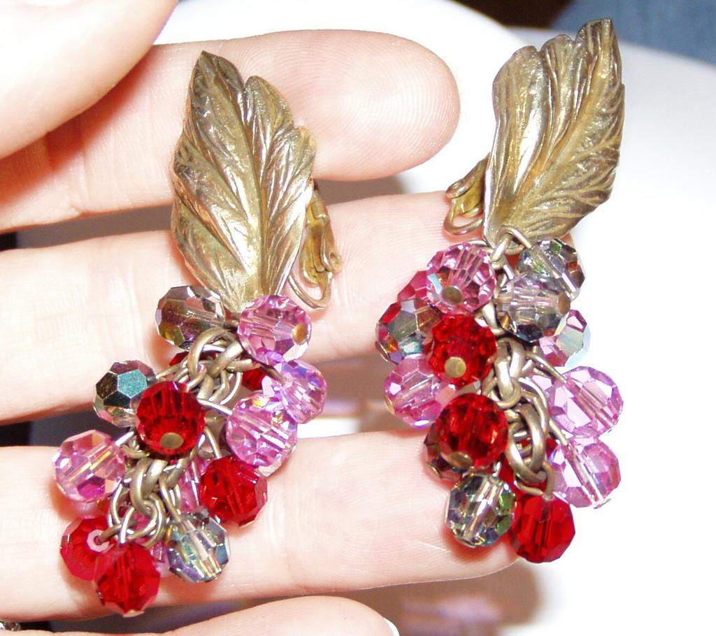 Large Sandor Leaf and Beads Earrings Large Sandor Leaf and Beads Earrings