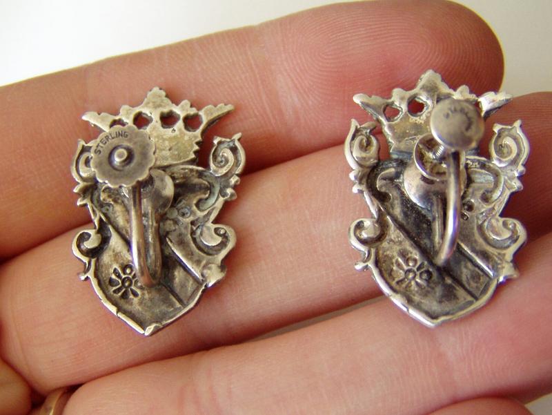 Sterling Crown and Shield Motif Earrings Sterling Crown and Shield Motif Earrings