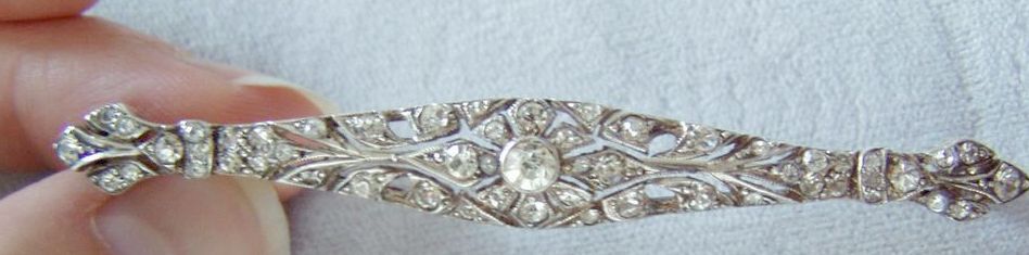 Beautiful Vintage Sterling Paste Brooch Bar Pin Perfect for Bride! Beautiful Vintage Sterling Paste Brooch Bar Pin Perfect for Bride!
