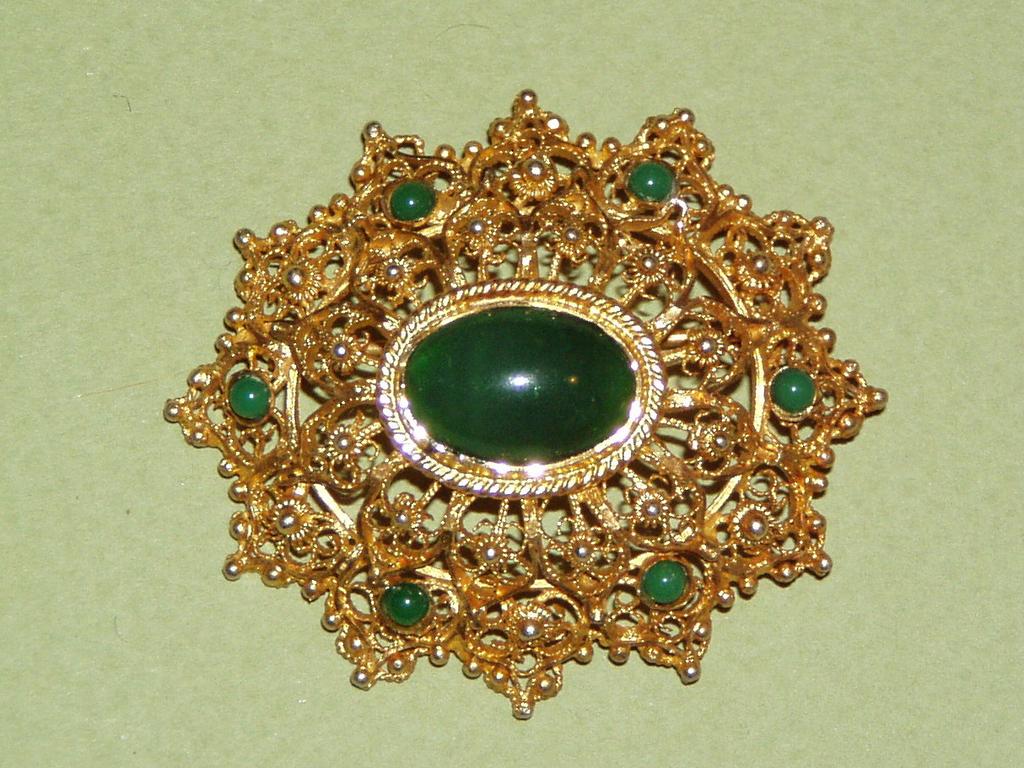 Vintage Topazio Portugal Gilt Sterling Brooch Vintage Topazio Portugal Gilt Sterling Brooch