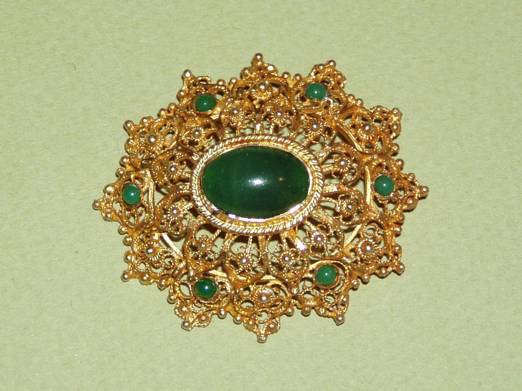 Vintage Topazio Portugal Gilt Sterling Brooch Vintage Topazio Portugal Gilt Sterling Brooch