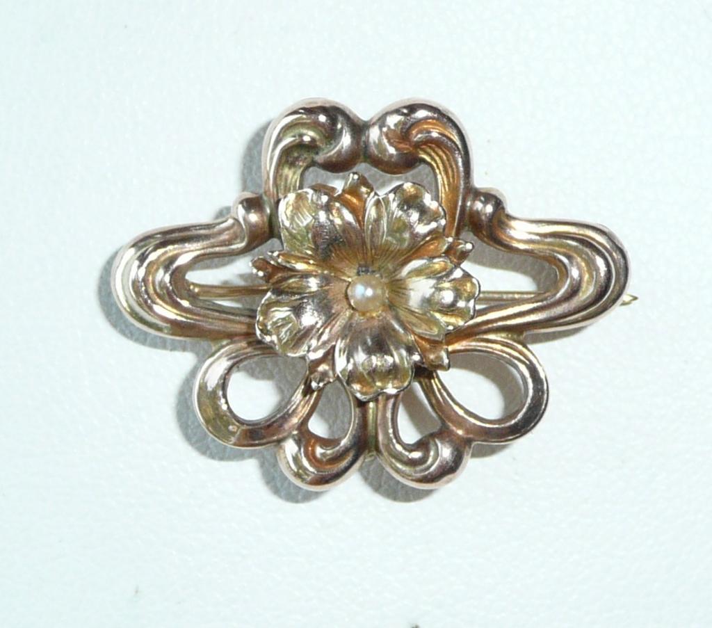Art Nouveau Gold Pearl Watch Pin Art Nouveau Gold Pearl Watch Pin