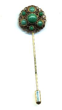 West Germany Glass Filigree Stickpin West Germany Glass Filigree Stickpin
