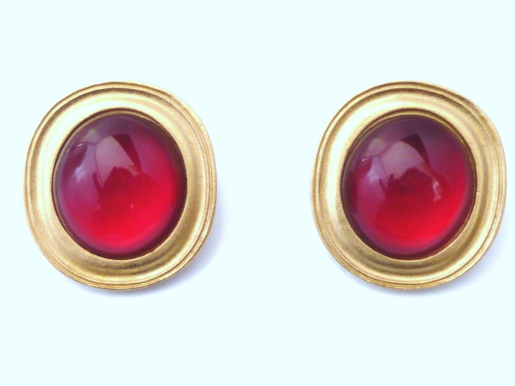 Yves Saint Laurent Bold Clip Earrings Red Yves Saint Laurent Bold Clip Earrings Red