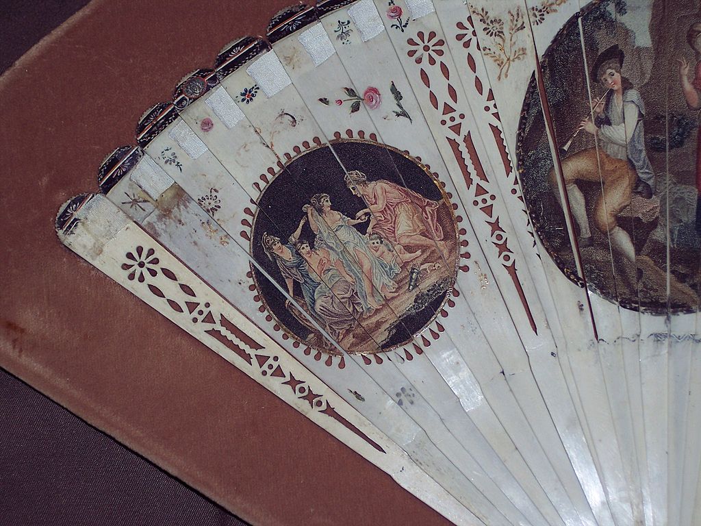 Antique 18th Century Hand Fan with Stipple Engraving Antique 18th Century Hand Fan with Stipple Engraving