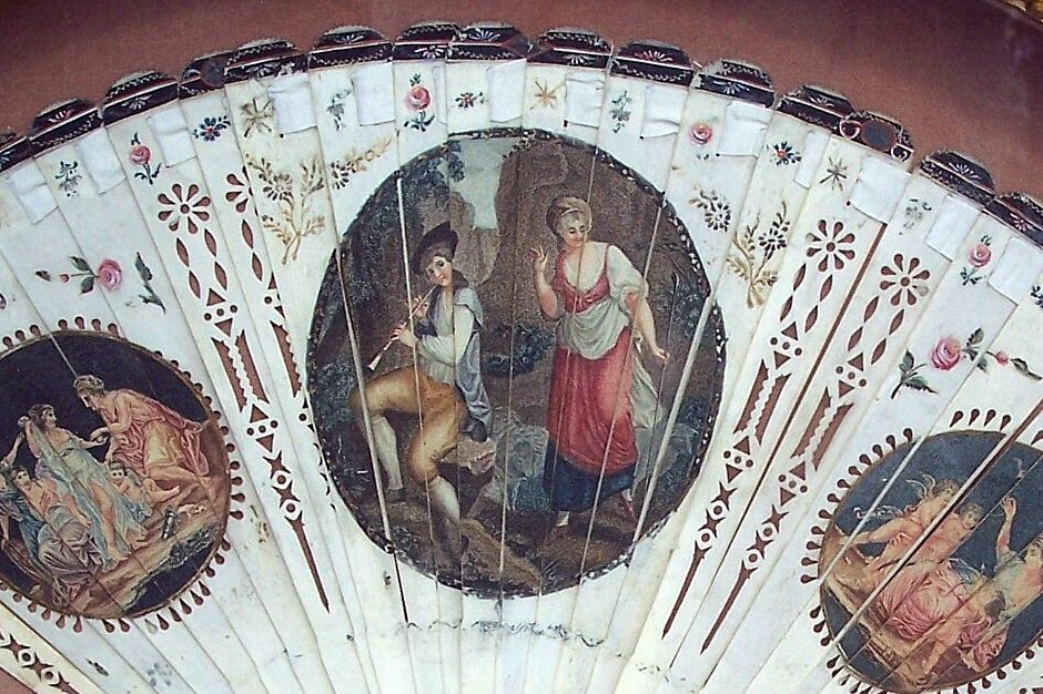 Antique 18th Century Hand Fan with Stipple Engraving Antique 18th Century Hand Fan with Stipple Engraving
