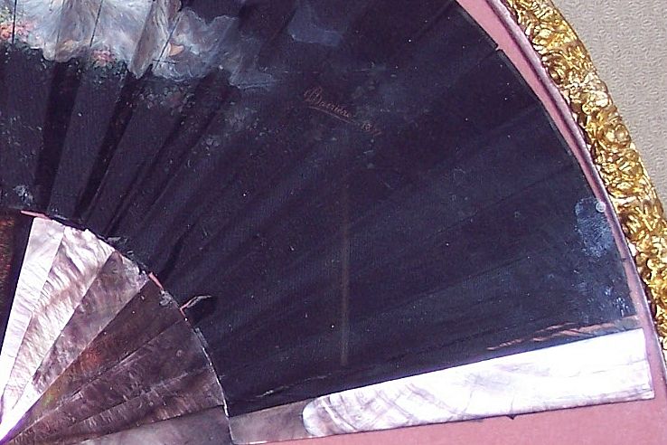 Antique 19th Century Victorian Hand Fan - Signed Antique 19th Century Victorian Hand Fan - Signed