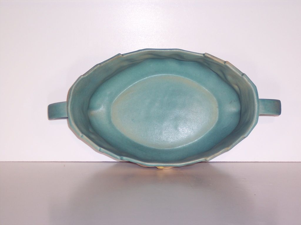 Roseville Pottery – Blue Clematis Console Bowl # 458-10 Roseville Pottery – Blue Clematis Console Bowl # 458-10
